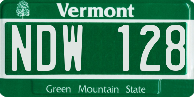 VT license plate NDW128