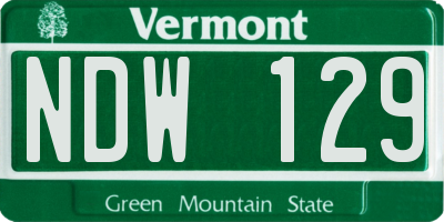 VT license plate NDW129