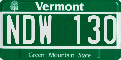 VT license plate NDW130