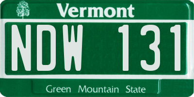 VT license plate NDW131