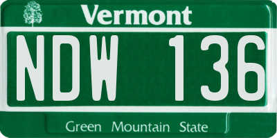 VT license plate NDW136