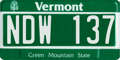 VT license plate NDW137