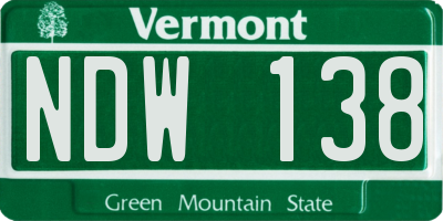 VT license plate NDW138