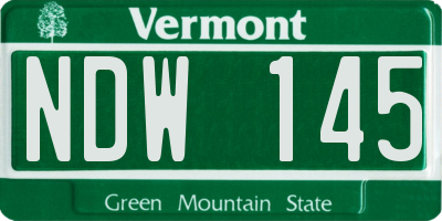 VT license plate NDW145
