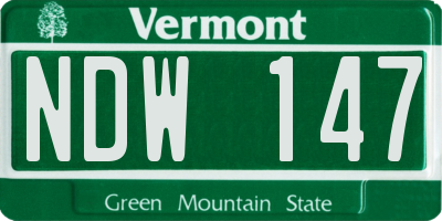 VT license plate NDW147
