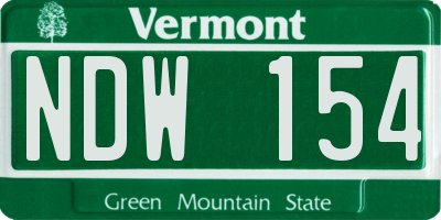 VT license plate NDW154