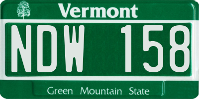 VT license plate NDW158