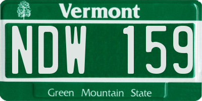 VT license plate NDW159