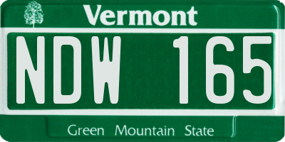 VT license plate NDW165
