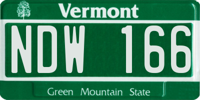 VT license plate NDW166
