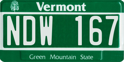 VT license plate NDW167