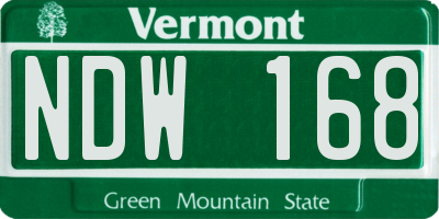 VT license plate NDW168