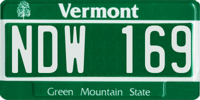 VT license plate NDW169