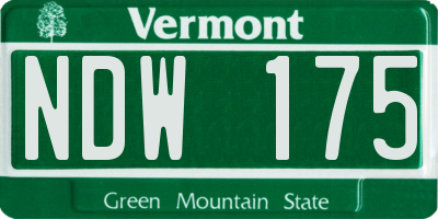 VT license plate NDW175