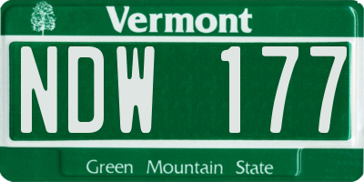 VT license plate NDW177