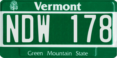 VT license plate NDW178