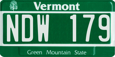 VT license plate NDW179