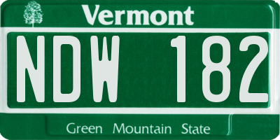 VT license plate NDW182