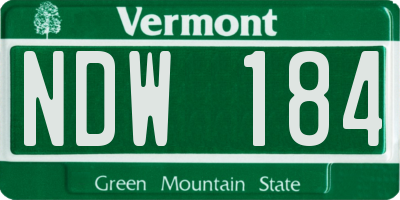 VT license plate NDW184