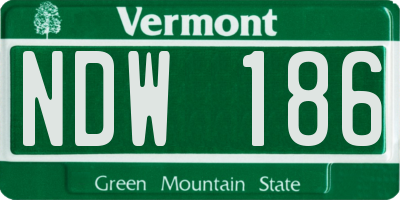 VT license plate NDW186