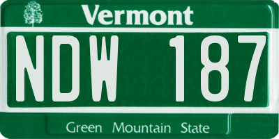 VT license plate NDW187