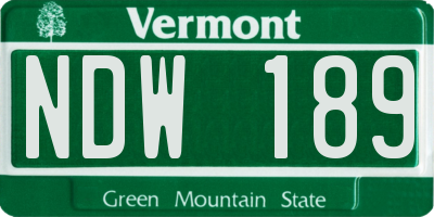 VT license plate NDW189