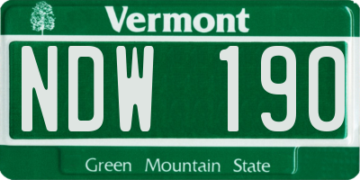 VT license plate NDW190