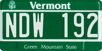 VT license plate NDW192