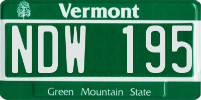 VT license plate NDW195