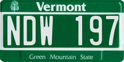 VT license plate NDW197