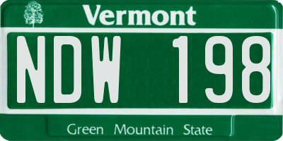 VT license plate NDW198