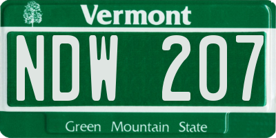 VT license plate NDW207