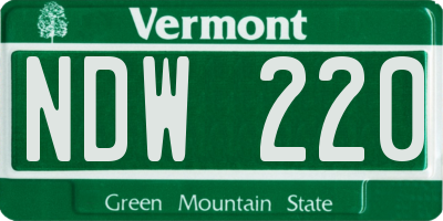 VT license plate NDW220