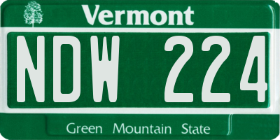 VT license plate NDW224