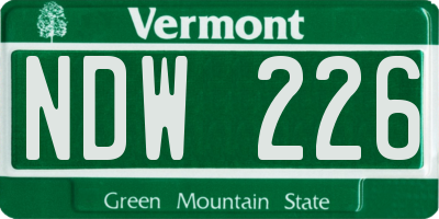 VT license plate NDW226