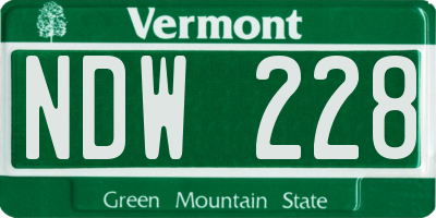 VT license plate NDW228