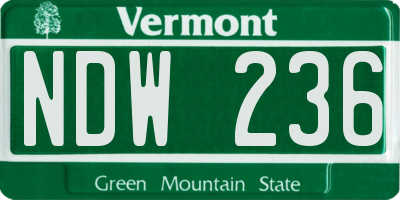 VT license plate NDW236