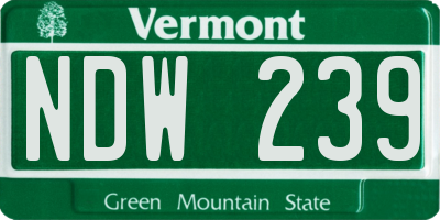 VT license plate NDW239