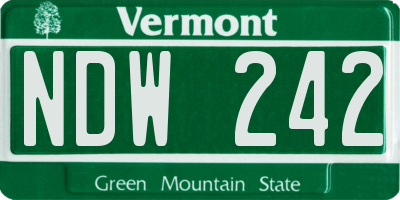 VT license plate NDW242