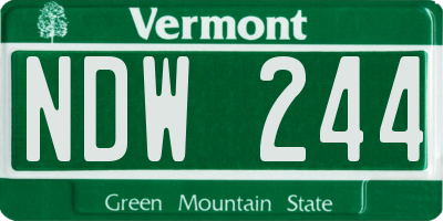 VT license plate NDW244