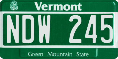 VT license plate NDW245