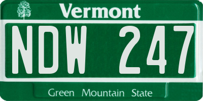 VT license plate NDW247