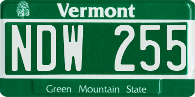 VT license plate NDW255