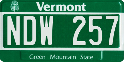 VT license plate NDW257