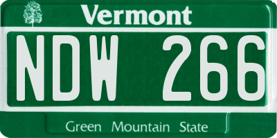 VT license plate NDW266