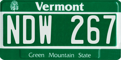 VT license plate NDW267