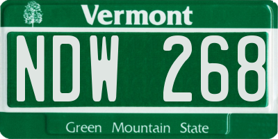 VT license plate NDW268