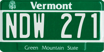 VT license plate NDW271