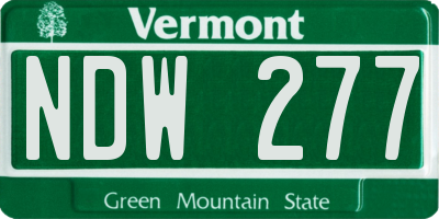 VT license plate NDW277