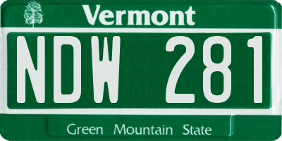 VT license plate NDW281